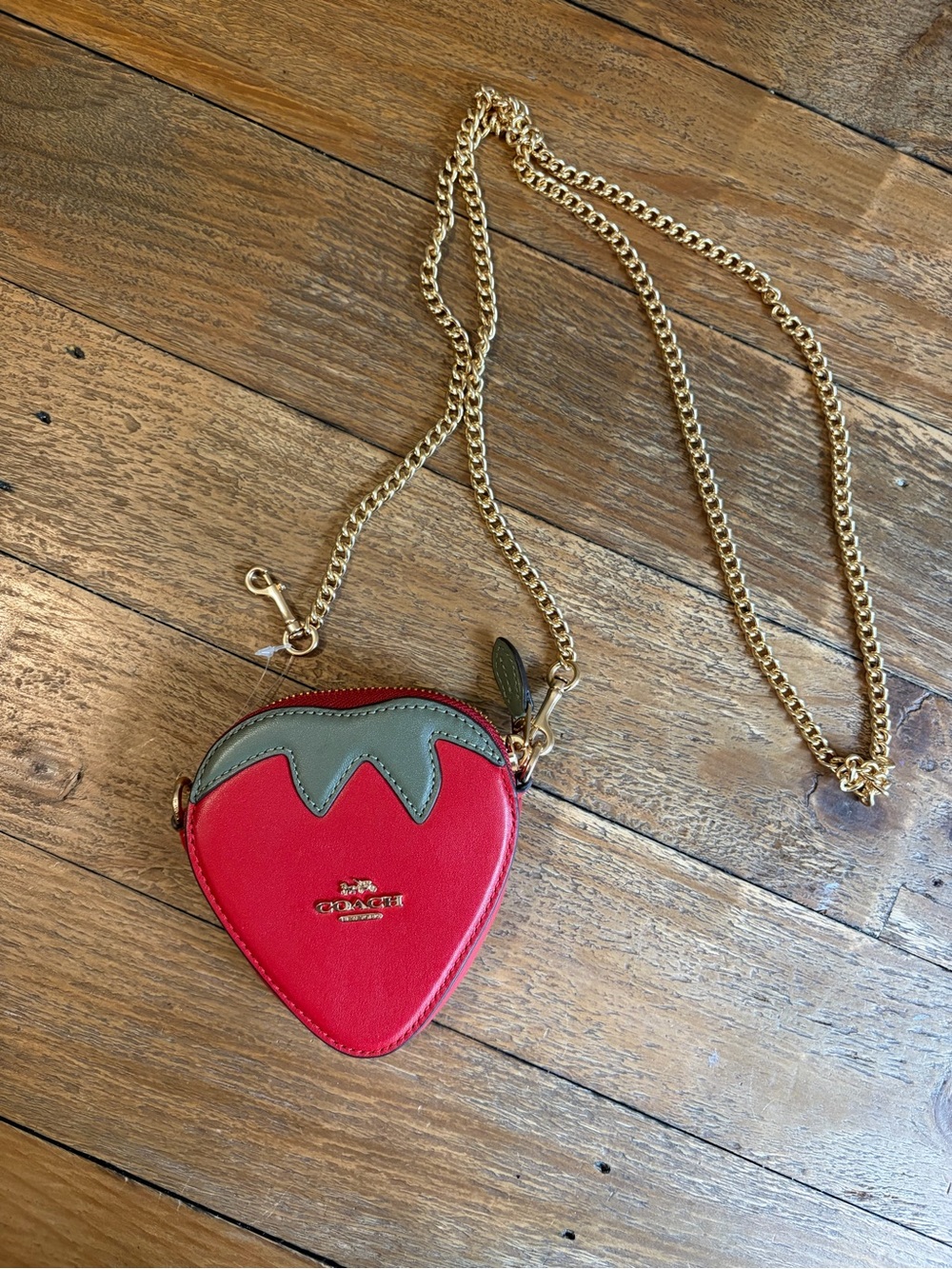 Coach Red Strawberry Mini Crossbody with Gold Chain - Picture 2 of 4